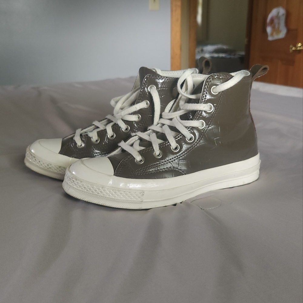 Converse Gray and White High-Top Sneakers